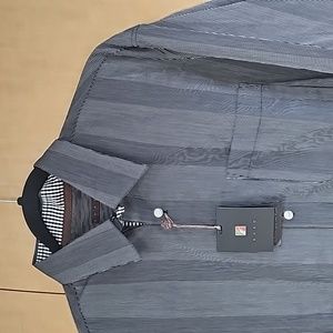 NWT Road Apparel Black Stripe Button Down Shirt